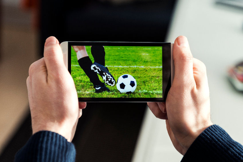Soccer match live streamed on a mobile phone