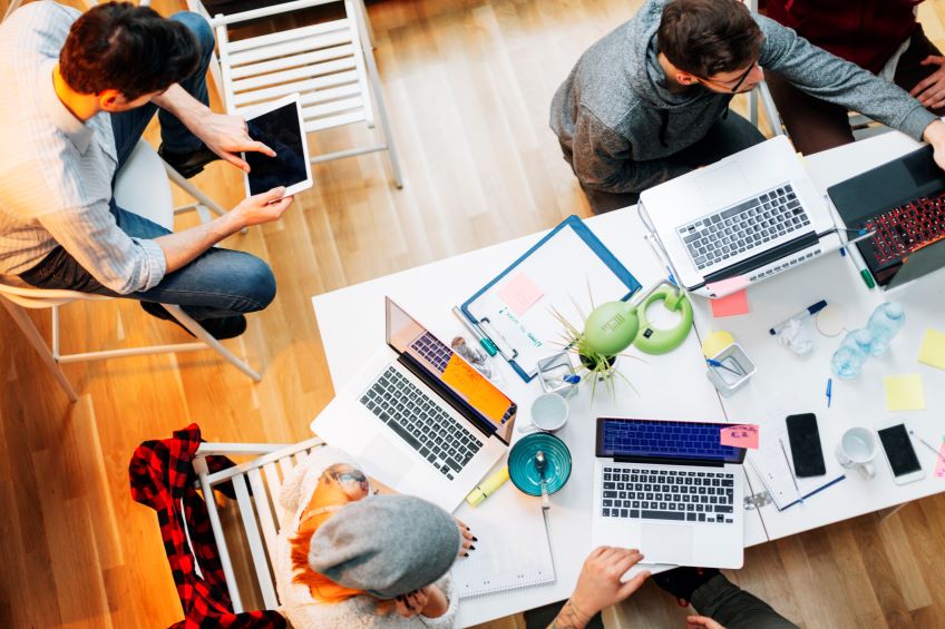 students working together at a table